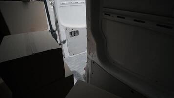 Interior View of Delivery Van with Incoming Worker video