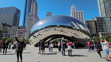 Tourists at Cloud Gate in Millennium Park Chicago video