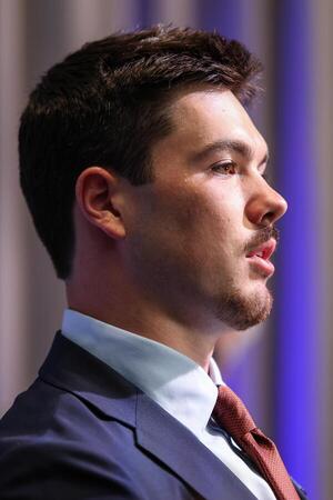 Auburn Tigers quarterback Jackson Arnold answers questions from the media during SEC Media Days at Omni Atlanta Hotel. editorial_image