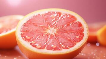 Close-up of a juicy grapefruit slice. photo