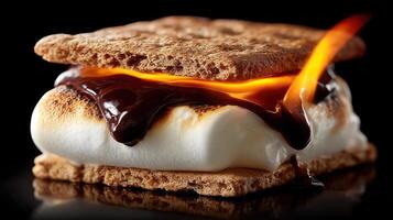 S'mores with chocolate and fire photo