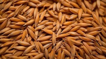 Close-up of rice grains, showcasing their texture and color. photo