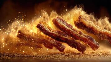 Crispy churros with cinnamon sugar dust explosion. photo