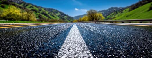 A road with a white line on it photo