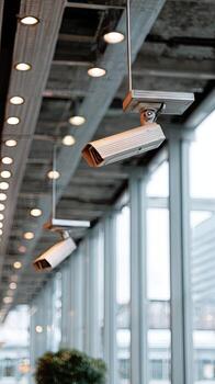 Security cameras in a building photo