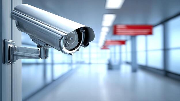 Security camera in an airport hallway photo