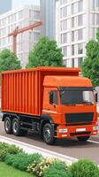 A large orange truck photo