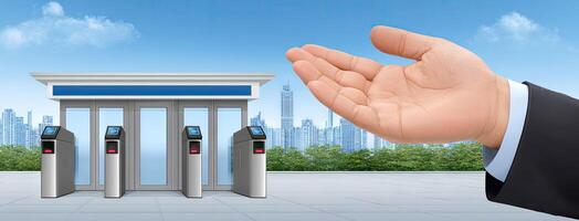 A hand is reaching out to a machine photo