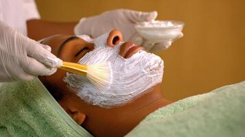 A woman getting a facial treatment photo