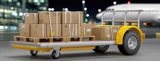 A yellow truck with boxes on it photo