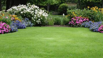 A lawn with flowers and grass photo