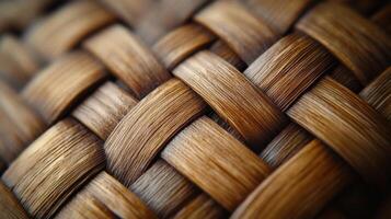 Interlaced fiber pattern creating repeating geometric design on woven surface photo