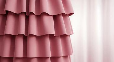 A pink curtain with ruffles on it photo