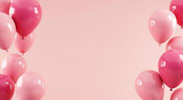 Pink balloons on a pink background photo