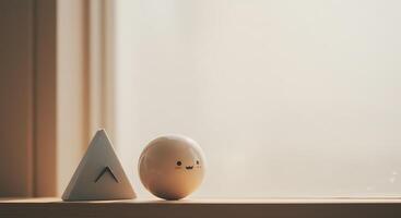 A small egg and a small triangle on a window sill photo