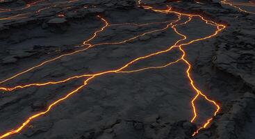 A lava flow is shown in a 3d rendering photo