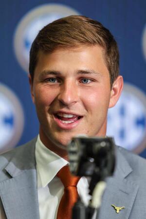 Texas Longhorns defensive back Micheal Taaffe answers questions from the media during SEC Media Days at Omni Atlanta Hotel. editorial_image