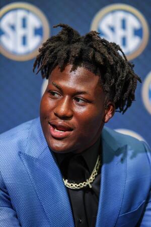 Texas Longhorns linebacker Anthony Hill Jr. answers questions from the media during SEC Media Days at Omni Atlanta Hotel. editorial_image