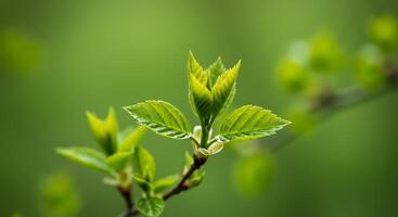 A green tree branch with leaves photo