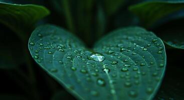 A heart shaped leaf with water droplets on it photo