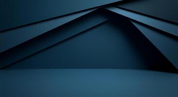 3d rendering of a dark blue room with a curved wall photo