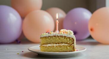 A piece of cake on a plate photo