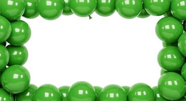 Green balloons in a square frame on a white background photo