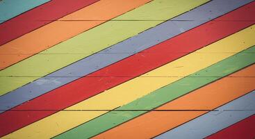 Colorful painted wood background with a rainbow stripe pattern photo