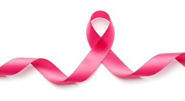 Pink ribbon on white background photo