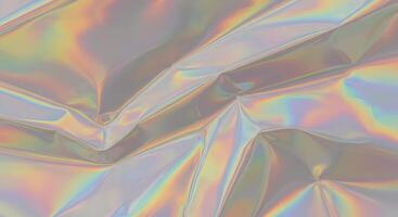 A shiny foil fabric with a rainbow pattern photo