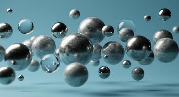 A group of silver balls floating in the air photo