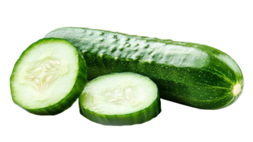 Fresh cucumber and slices for vegetable cooking png