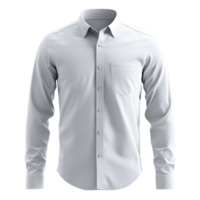Classic white button down dress shirt with a chest pocket and button down collar isolated on transparent background png