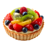 Delicious fruit tart with fresh berries and kiwi isolated on transparent background png