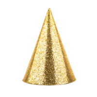 Sparkling golden party hat with glitter isolated on transparent background png