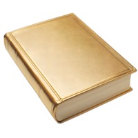 Elegant gold hardcover book with textured cover and gilded edges isolated on transparent background png