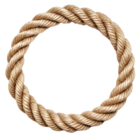 Thick natural fiber rope twisted into a perfect circle isolated on transparent background png