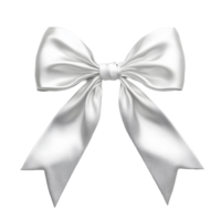 Elegant white satin bow with folded ribbon loops and tails isolated on transparent background png