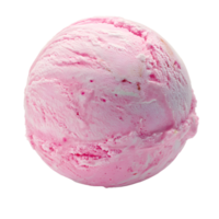 A single scoop of strawberry ice cream with visible fruit pieces isolated on transparent background png