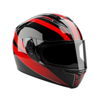 Sleek black and red motorcycle helmet with tinted visor isolated on transparent background png