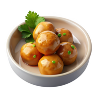 Glazed meatballs in a bowl with parsley png