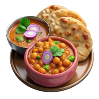 Delicious chana masala with naan bread isolated on transparent background png