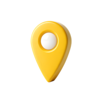 3d Yellow pin map cutout png