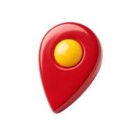 3d red glossy pin map on transparent background png