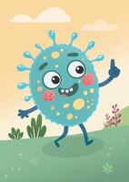 Funny microbe children's illustration vector