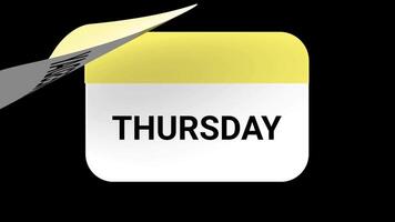 animated days of the week calendar with a yellow page-turning effect. Perfect for weekly schedules, daily planners, and social media visuals. video