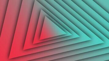 abstrakt geometrisk bakgrund med en sömlös slinga av avtagande röd och cyan trianglar. detta modern animering skapar en rena tunnel effekt, idealisk för företags- presentationer eller intros. video
