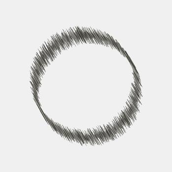 Scribbled lines Circle Frame, Abstract oval shape created with dark grey sketch lines on a light, Illustration. vector