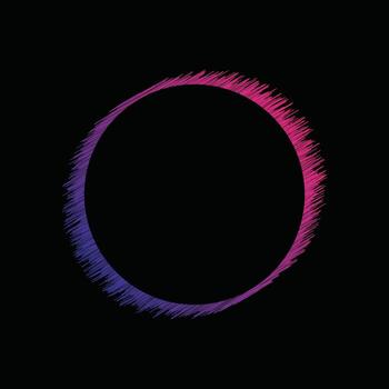 garabateado líneas sonido ola música igualada barras, resumen circular marco con púrpura y rosado degradado, ilustración vector