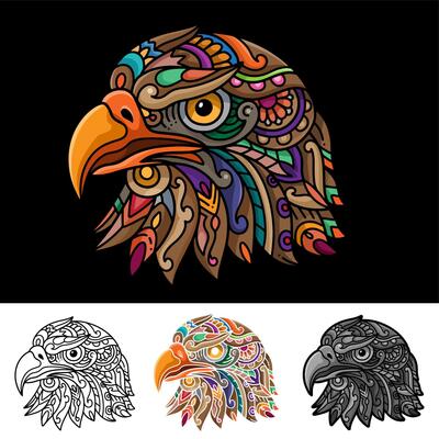 Combination Eagle head mandala arts isolated on white background